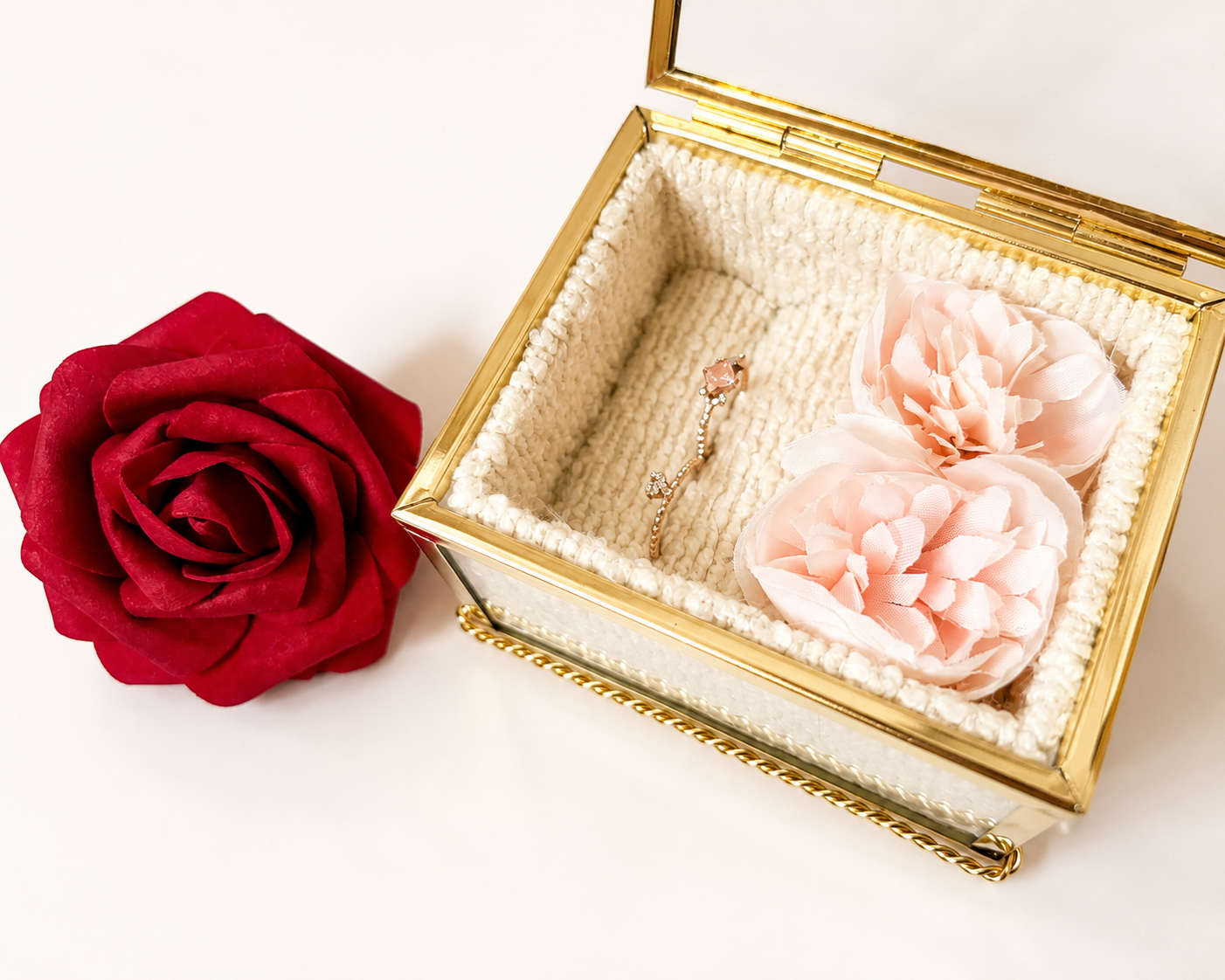 Glass and Gold Ring Box