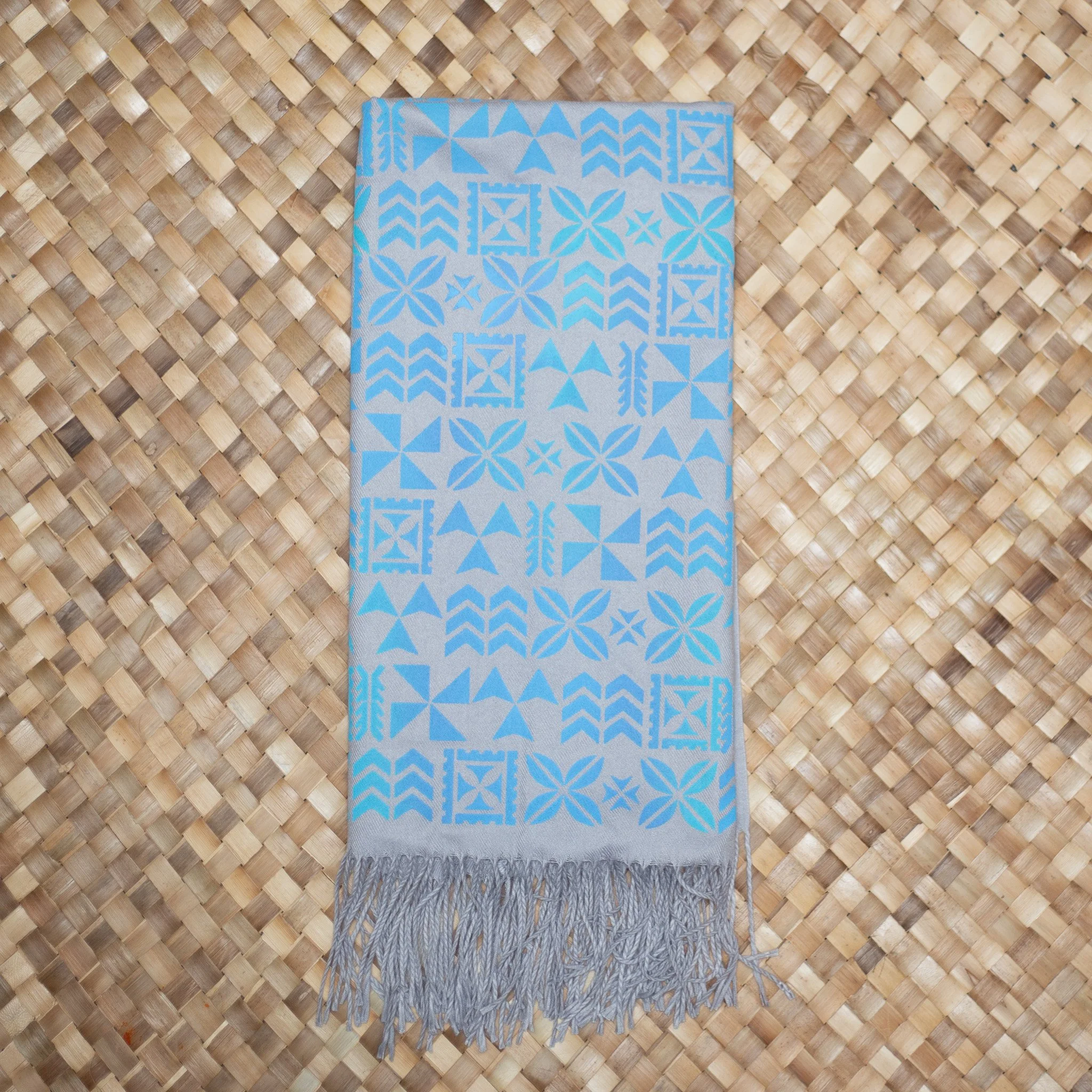 Blue on Grey Elei Scarf - Keleta Design