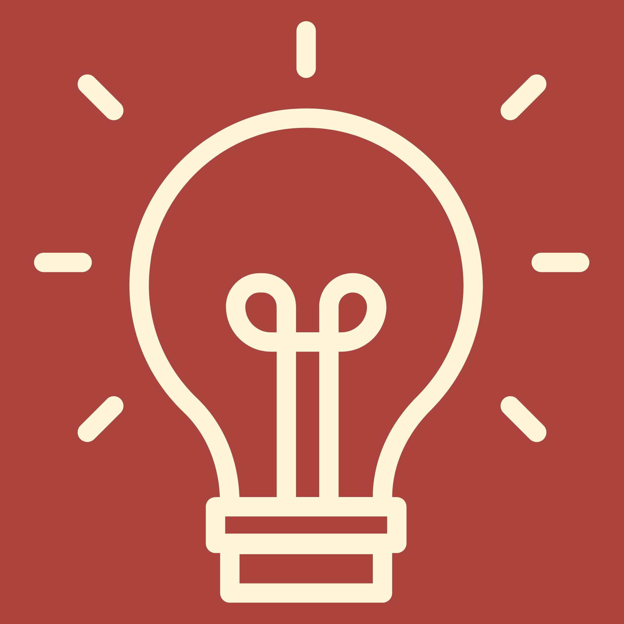 A simple cream outline illustration of a light bulb with sparks coming out of it to symbolise knowledge and power for pregnant people, on a burgundy background