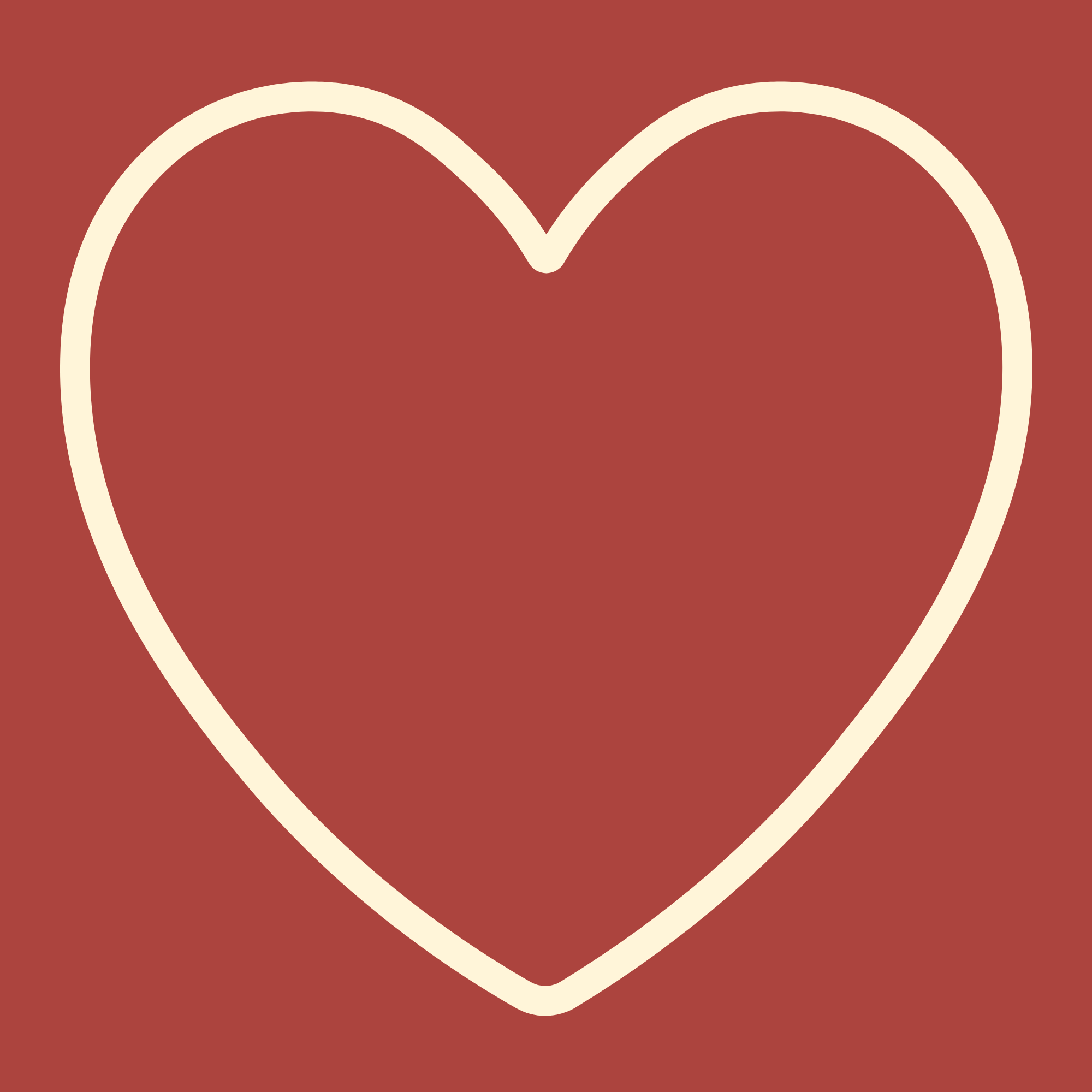 A simple cream outline illustration of a heart to symbolise the personal nature of the antenatal classes, on a burgundy background
