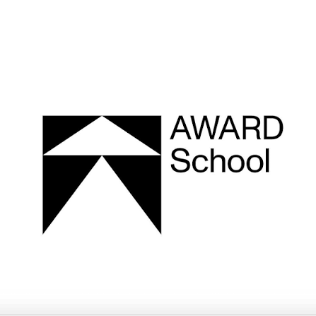 Black and white logo for AWARD School featuring geometric shapes and text.