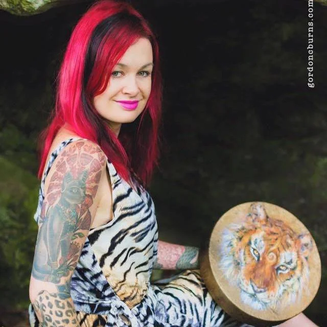 Tiger Drum - Shamanic Drum Art by Laura Daligan