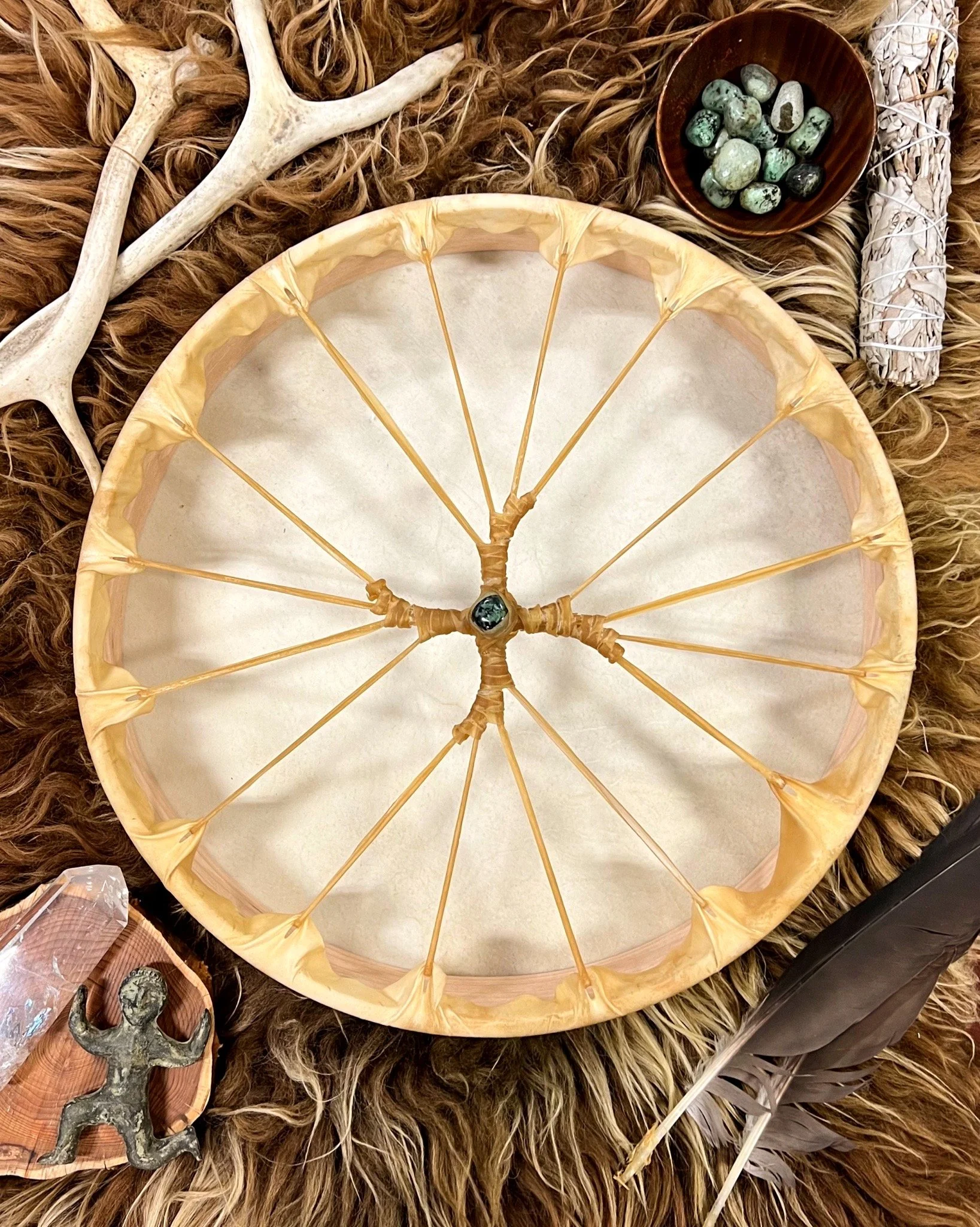 Spiraling Cross Shamanic Drum