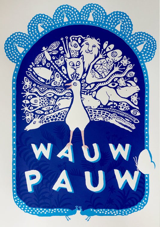 zeefdruk WAUW PAUW (met tekst)