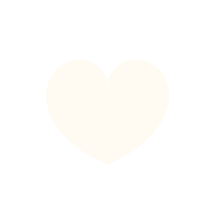 Una gran forma de corazón de color crema claro, situada en el centro de un fondo blanco.
