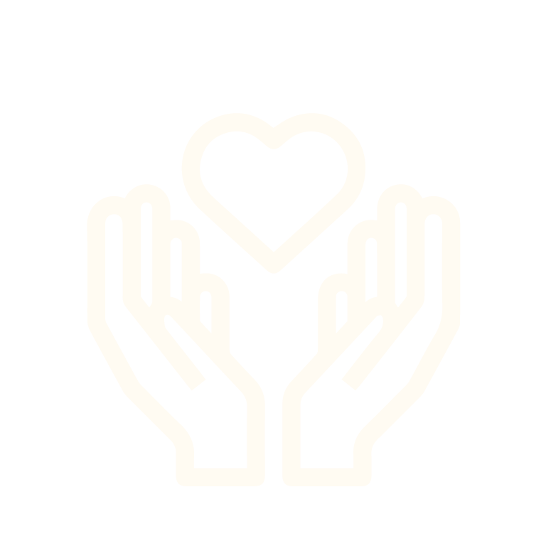 Silueta de dos manos que sostienen un símbolo en forma de corazón.