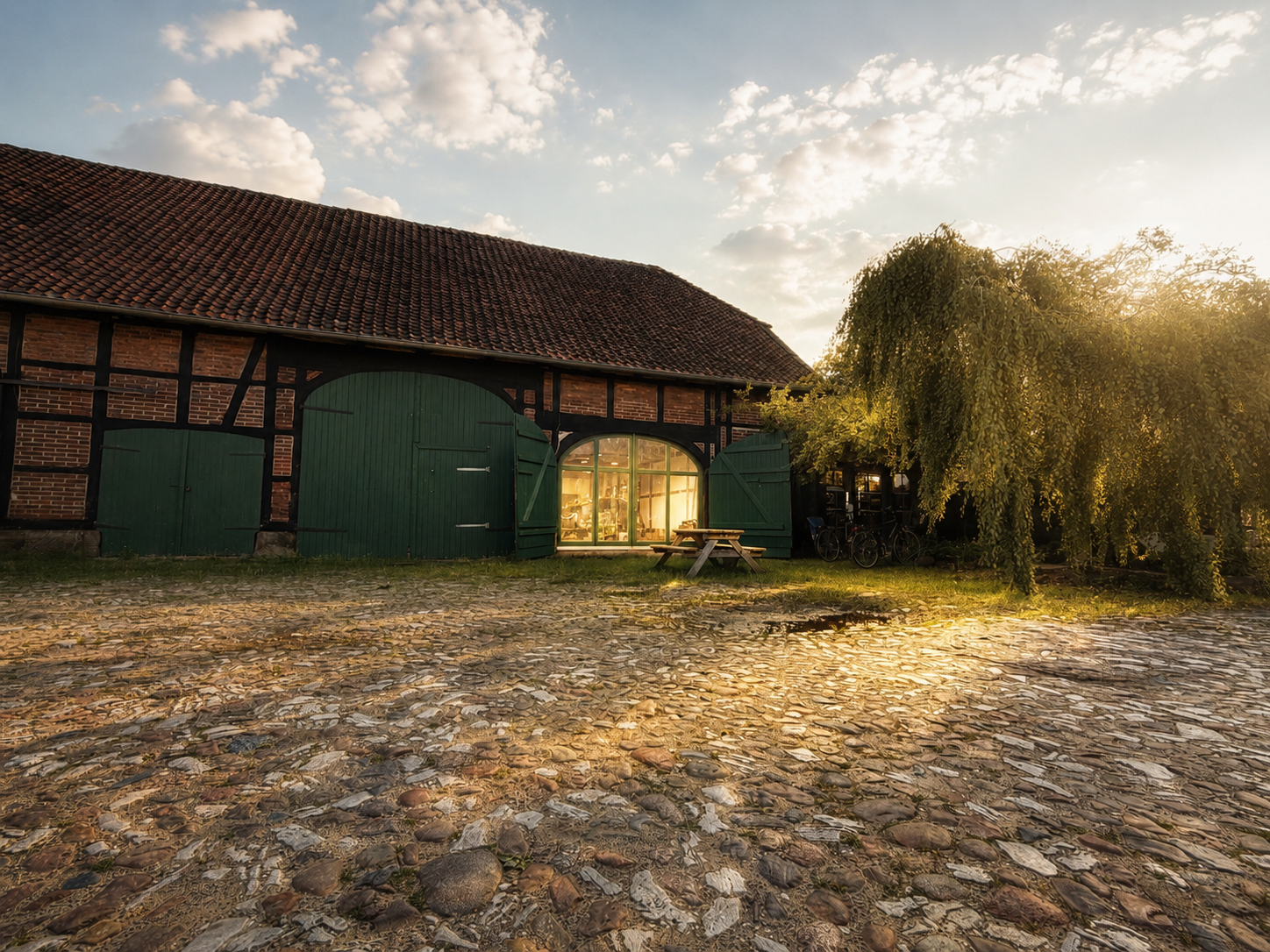 Historisches Klostergut Dibbesdorf bei Braunschweig im Abendlicht.