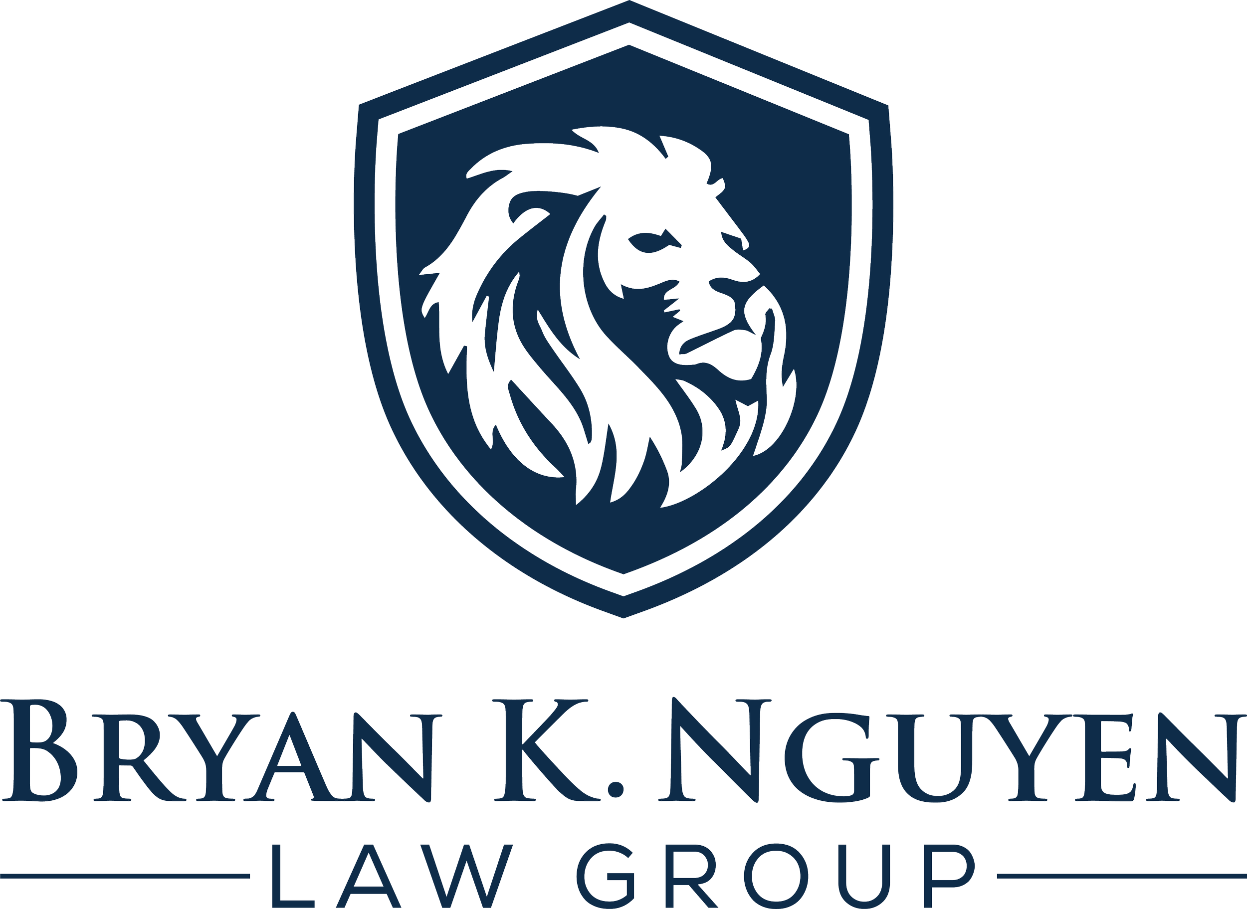 Bryan K. Nguyen Law Group logo featuring a stylized lion's head inside a shield with text below reading "Bryan K. Nguyen Law Group".