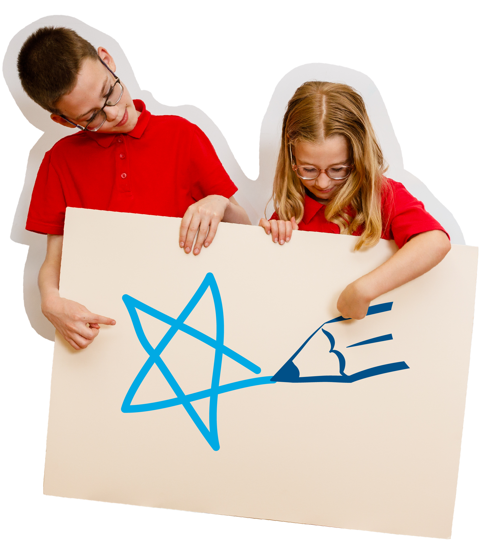 Children pointing at a drawing of a star symbolising praise and reward