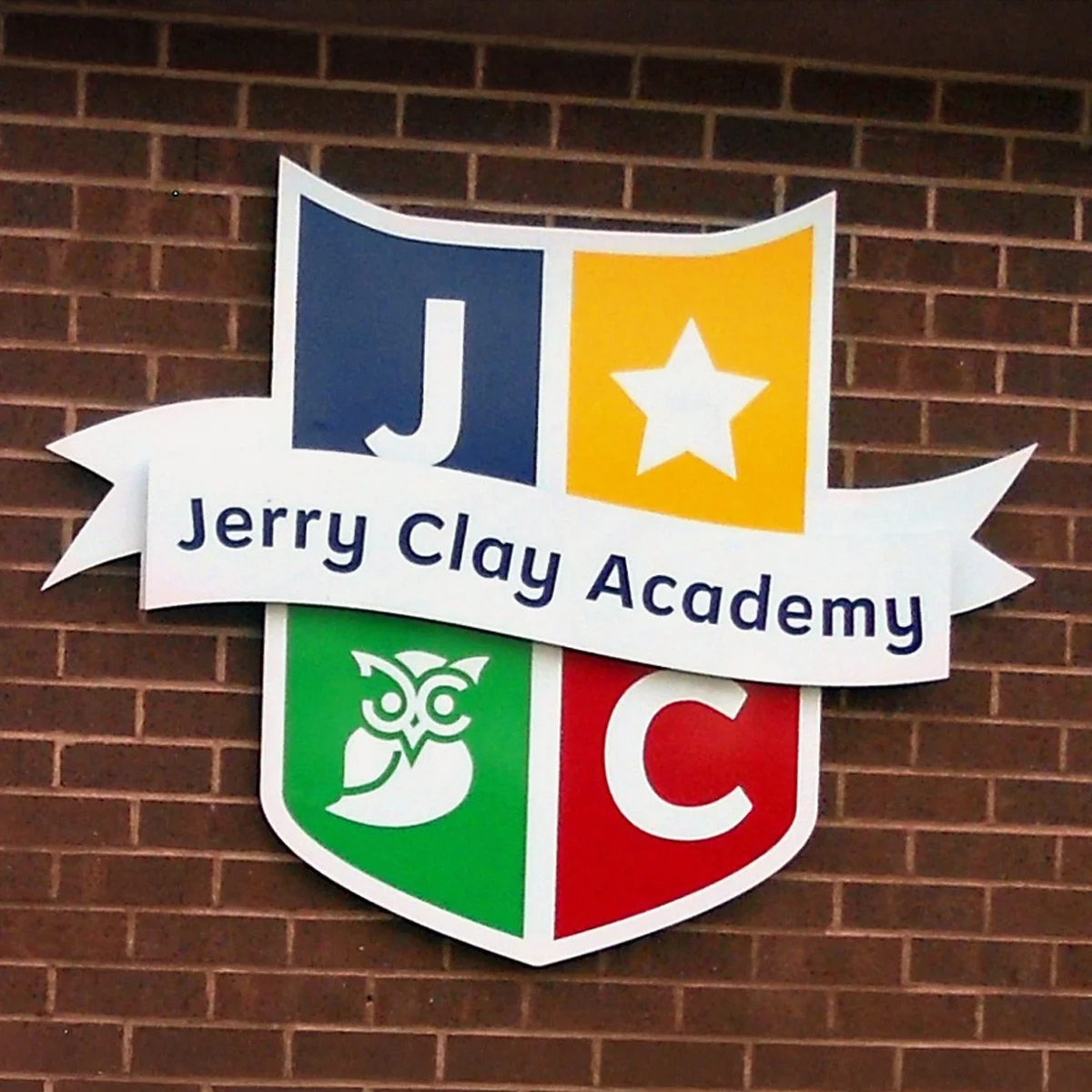 Jerry Clay Academy 3D school logo wall sign