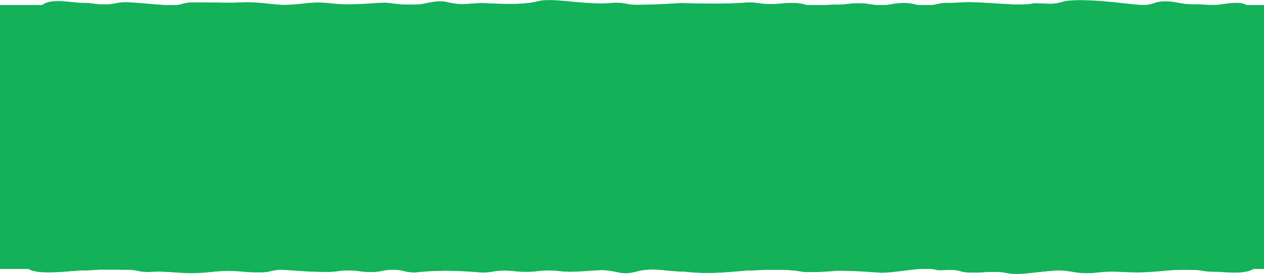 Green rectangular banner with wavy top and bottom edges.
