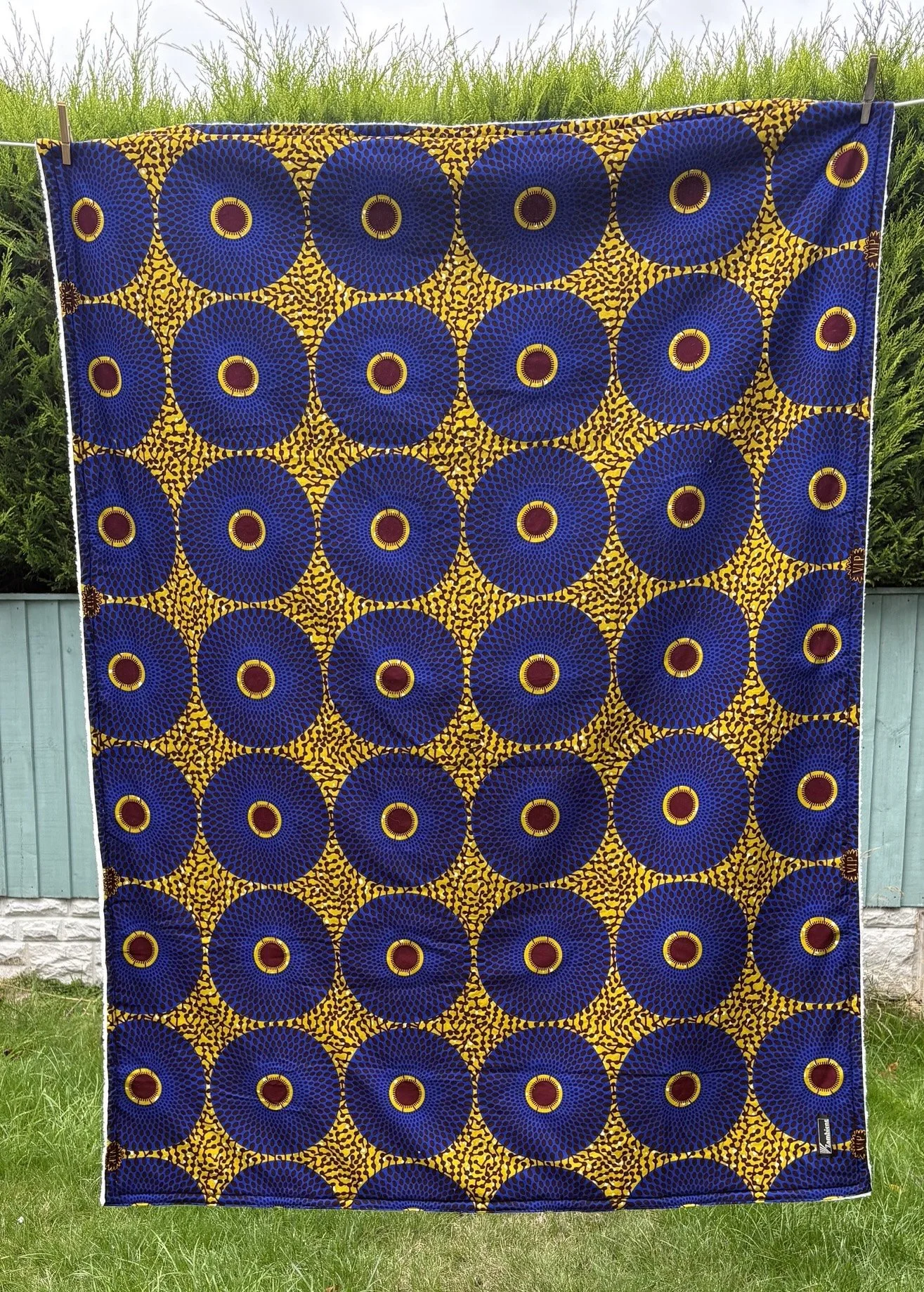 Blue Circles Ankara Fleece Blanket