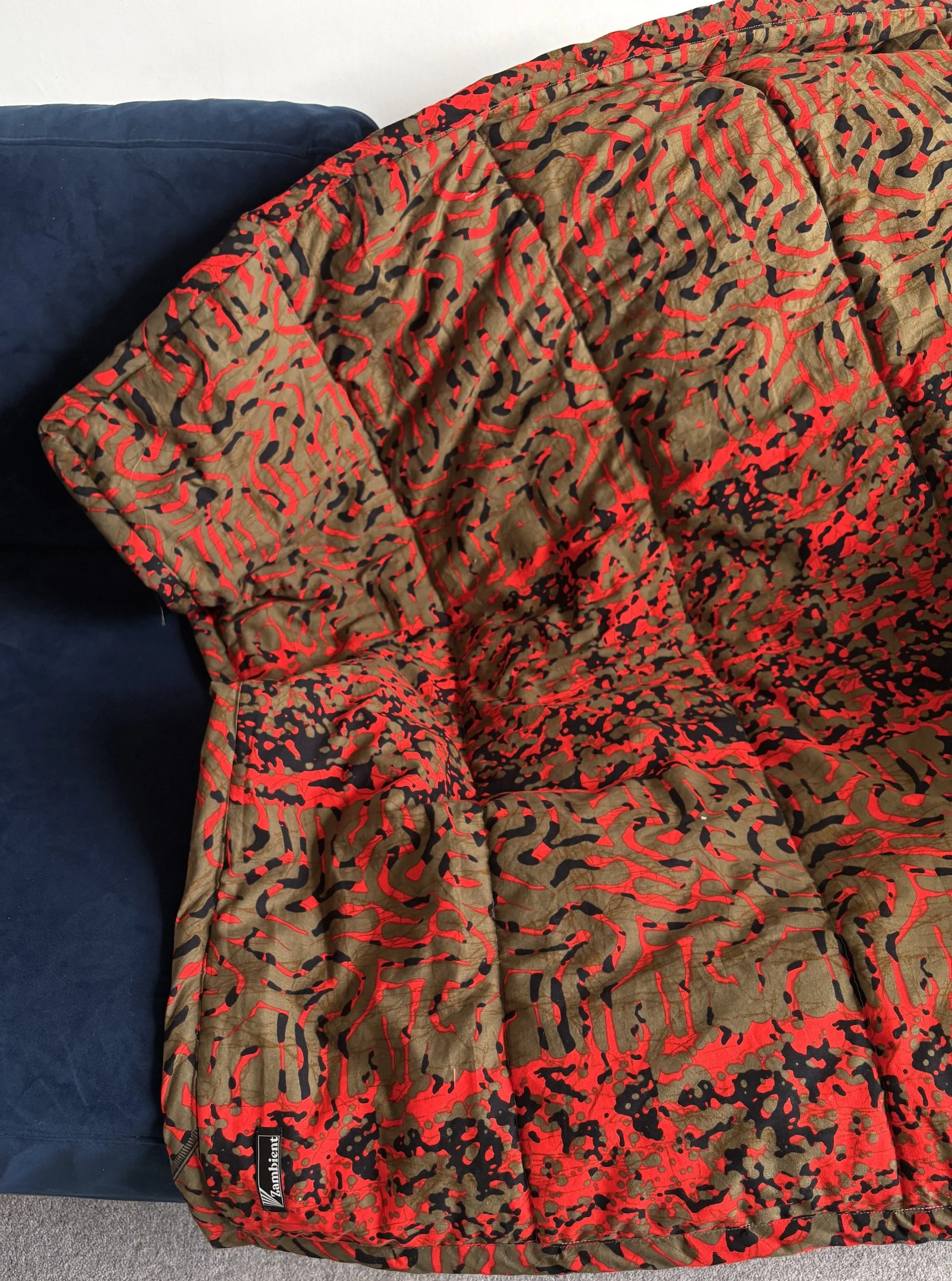Orange 'Camo' Ankara Wool Puffa Blanket