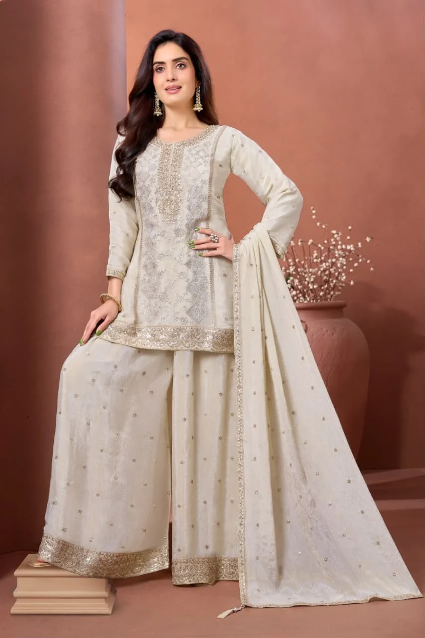 Ivory Embroidered Anarkali Suit