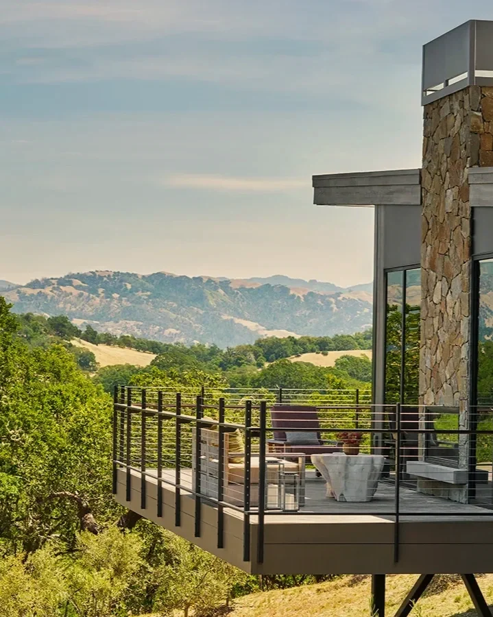 Montage Healdsburg. Hotel perched over Napa Valley, California overlooking vineyards