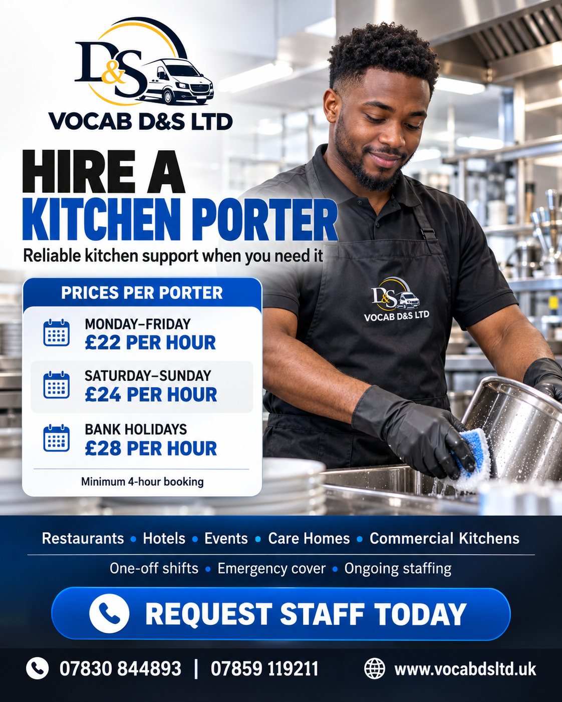 HIRE A KITCHEN PORTER