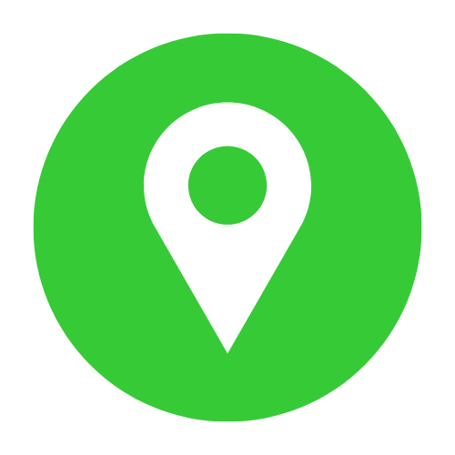 Green location pin icon on a black background.