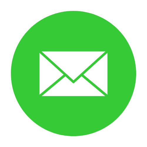 Email icon with a white envelope inside a green circle.