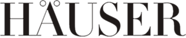 Close-up of the word 'HAUSER' in black text against a dark background.