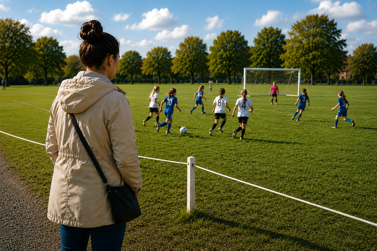 One parent watching a game