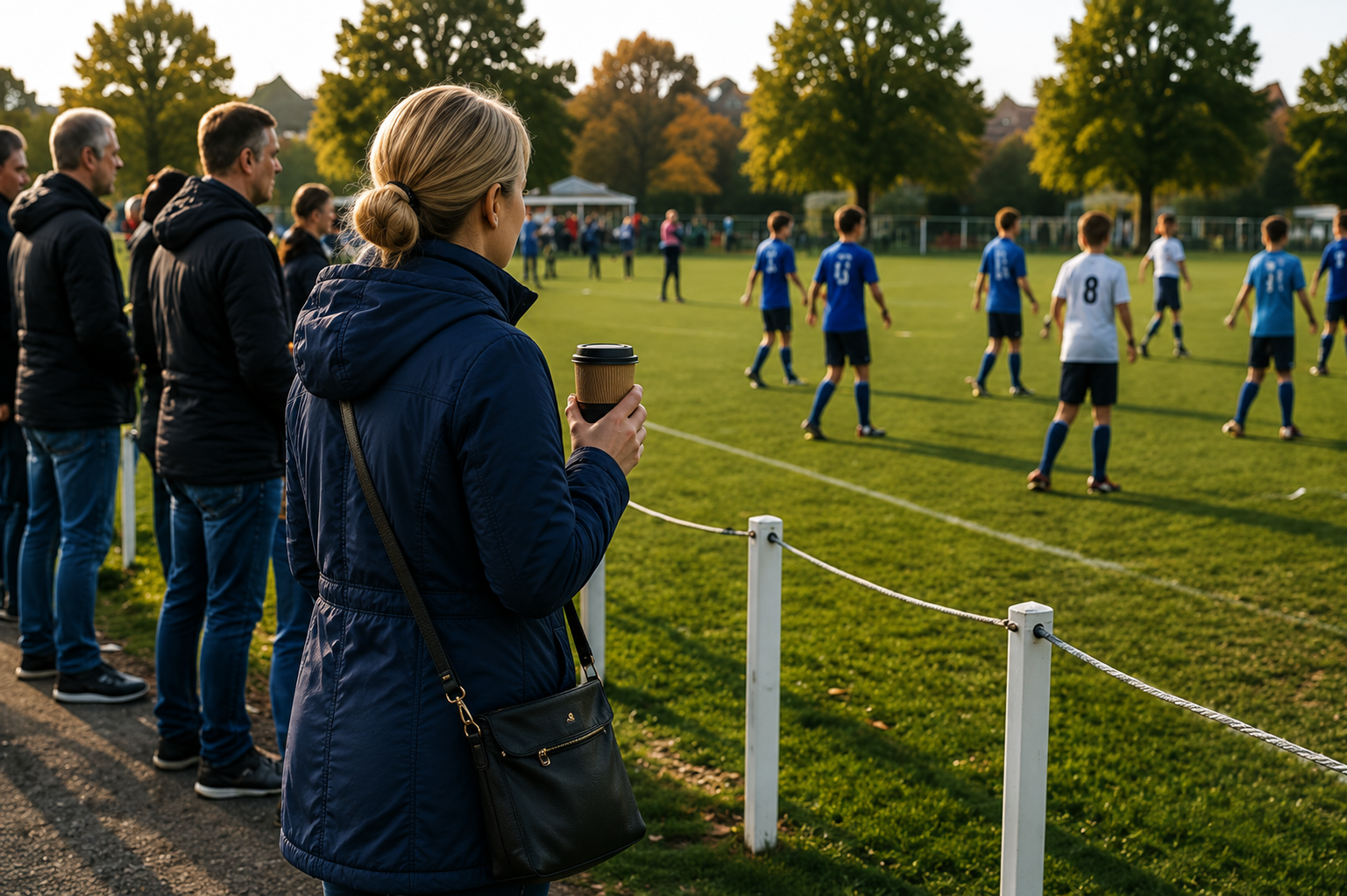 A women watching kids playing