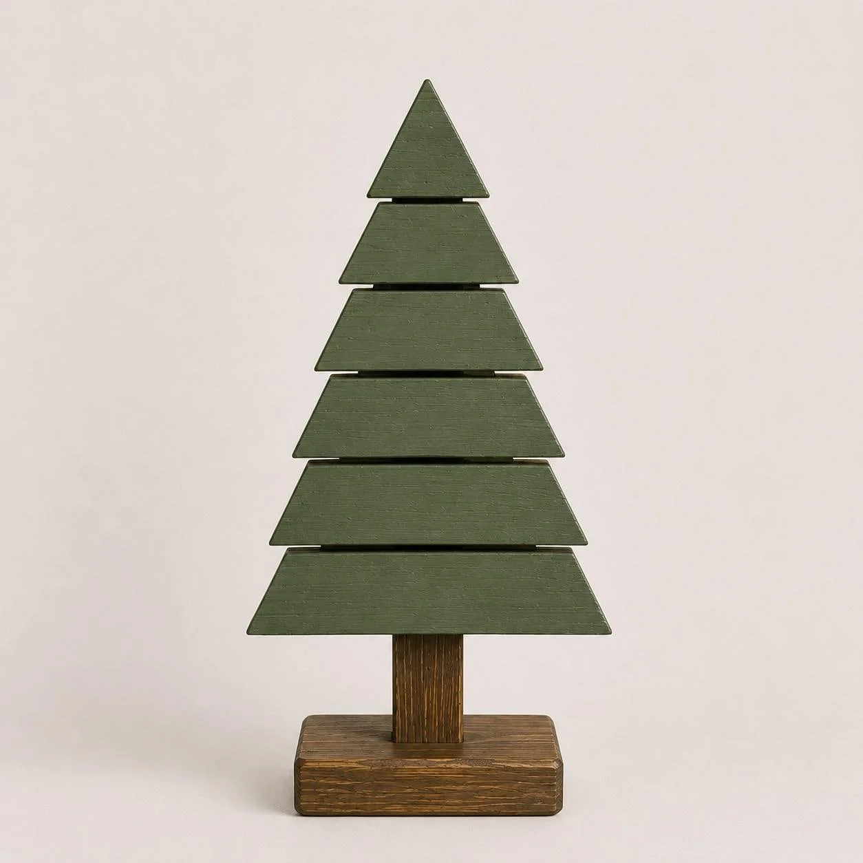 Wooden Christmas Tree 6 Inch | Tabletop Festive Decoration | Green Painted | Handmade in UK