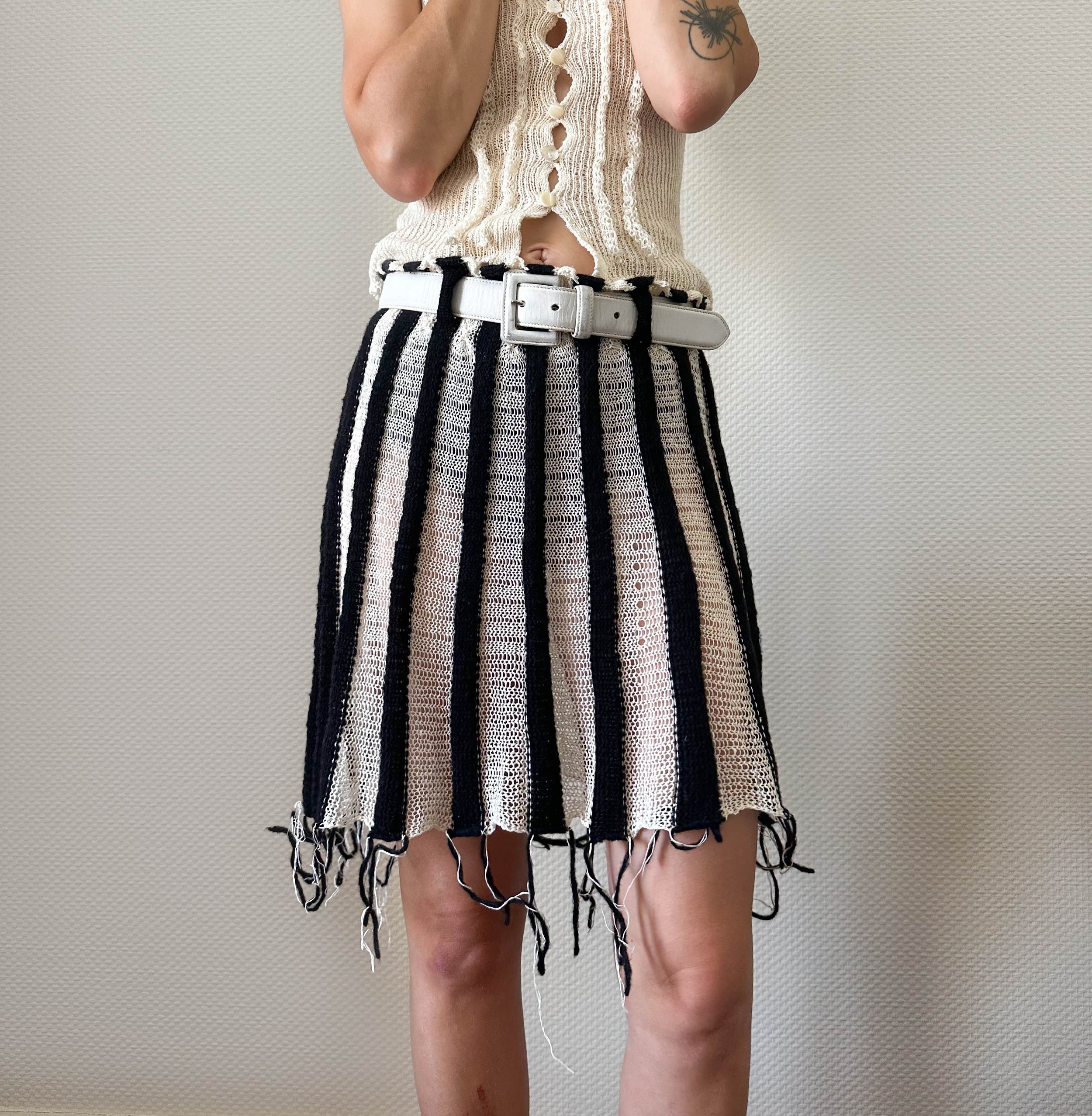 Striped black and white skirt