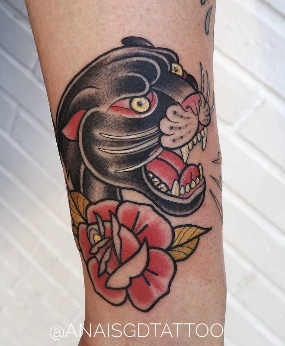 tatuaje neotradicional pantera