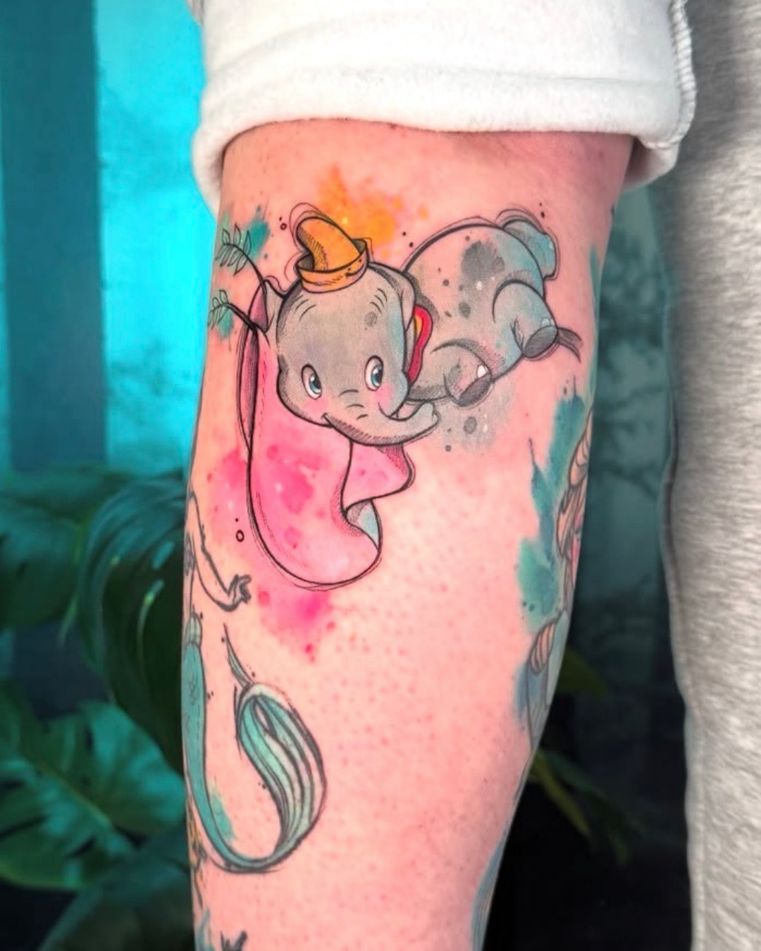 tatuaje disney dumbo realizado en purezas tattoo