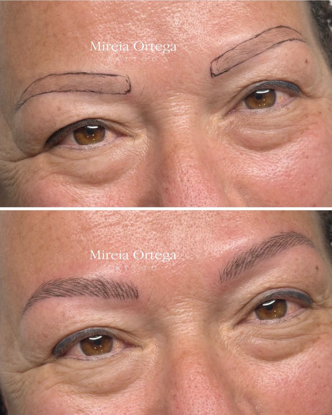 Detalle de cejas después de un tratamiento de micropigmentación en Purezas Tattoo