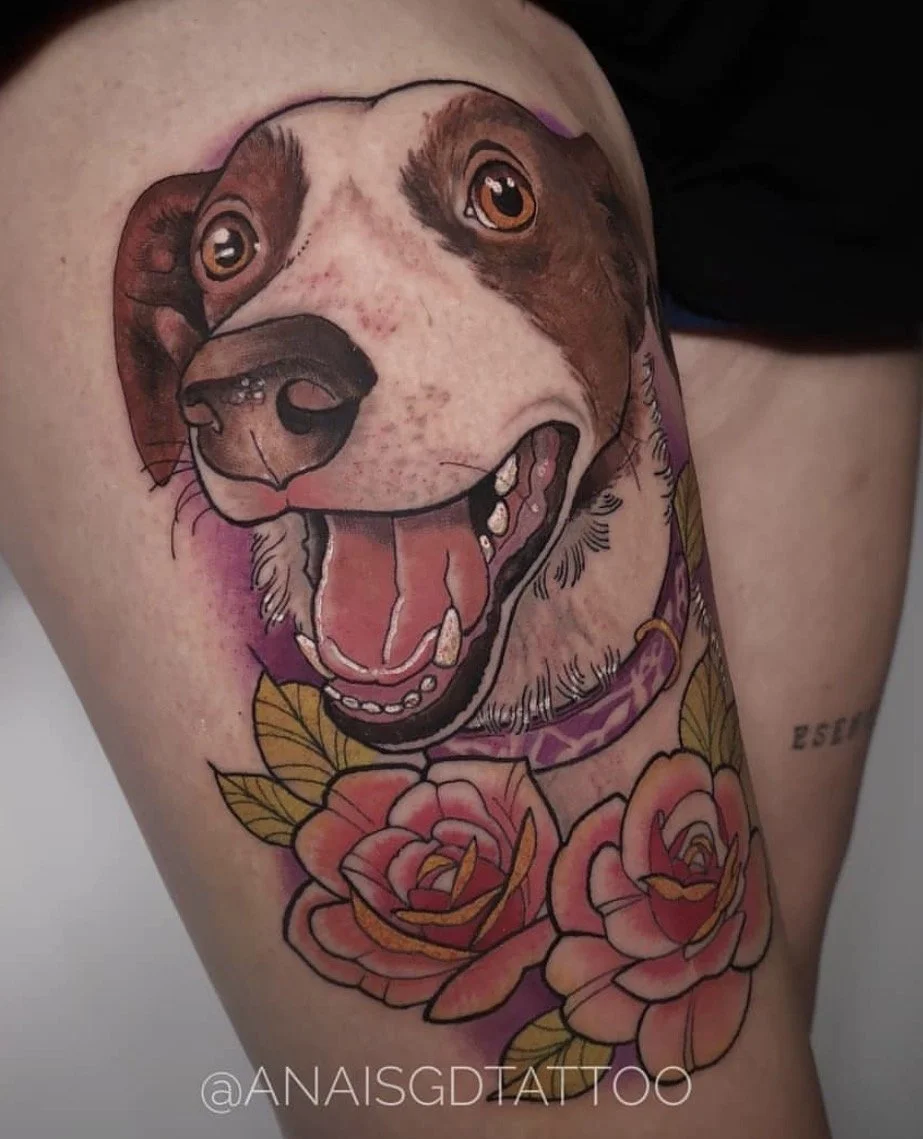 tatuaje neotradicional perro