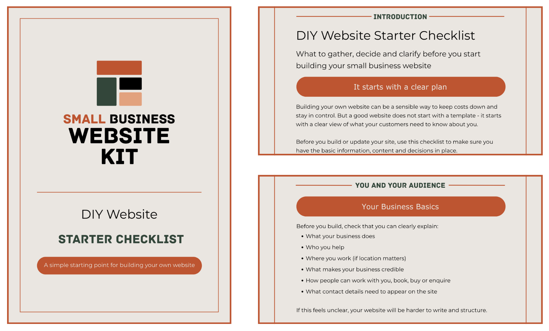 Montage of images from the Small Business Website Kit Free Starter Checklist