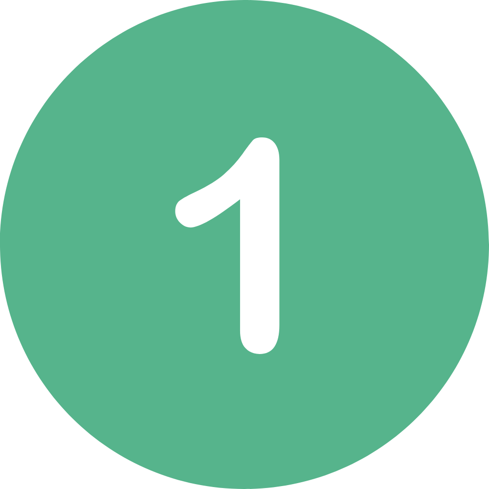 Green circular icon with a white number one in the center.