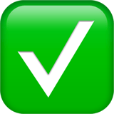 Green check mark icon with white check symbol inside