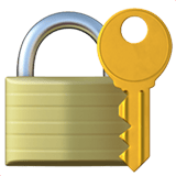 Yellow padlock with a large gold key