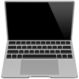 A silver laptop with a black screen and keyboard