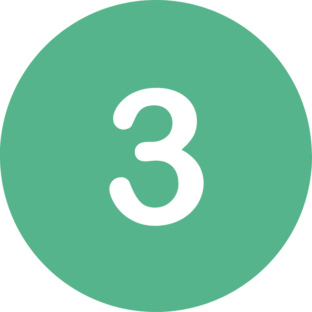 Green circular number three sign.