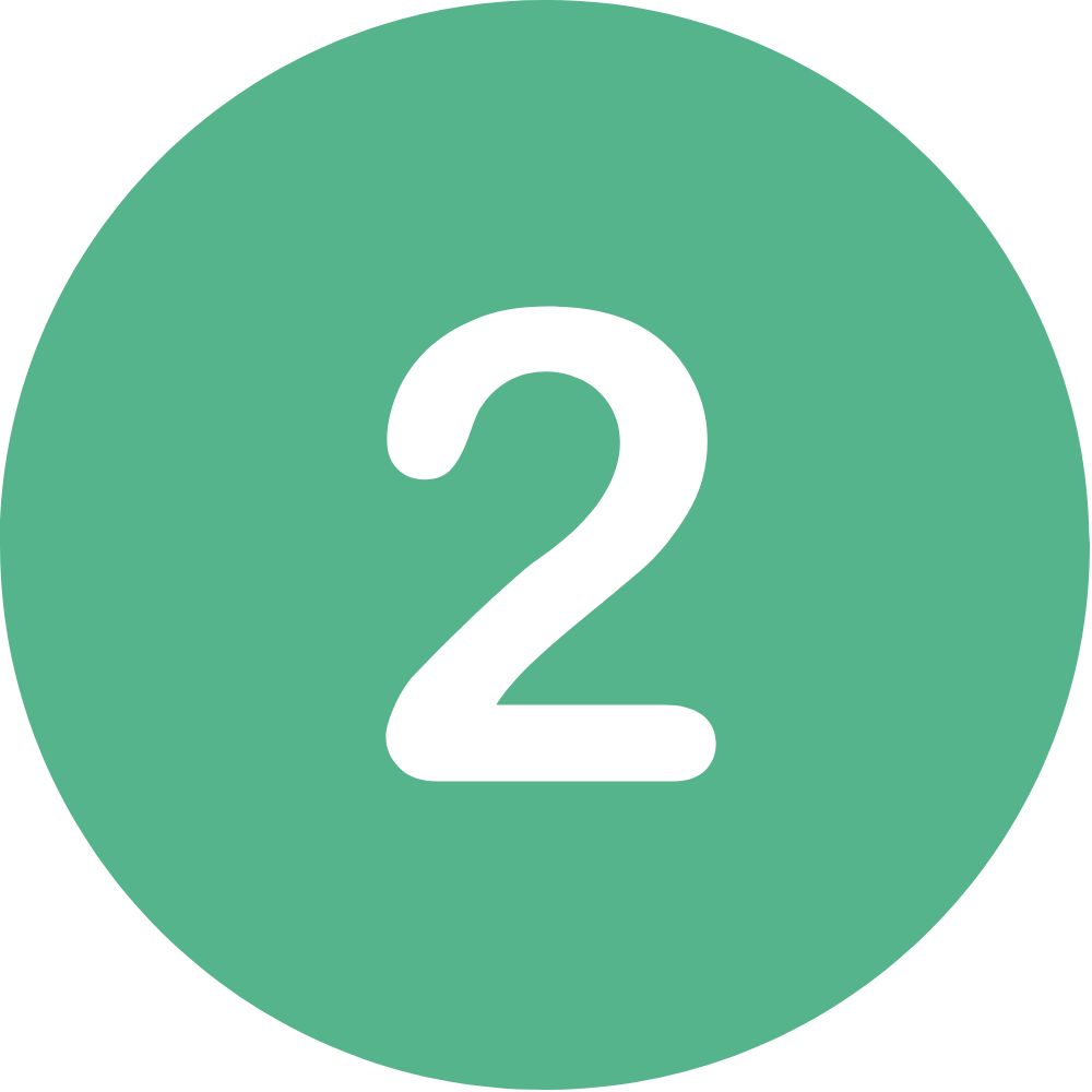 Green circle with the number 2 in white in the center.