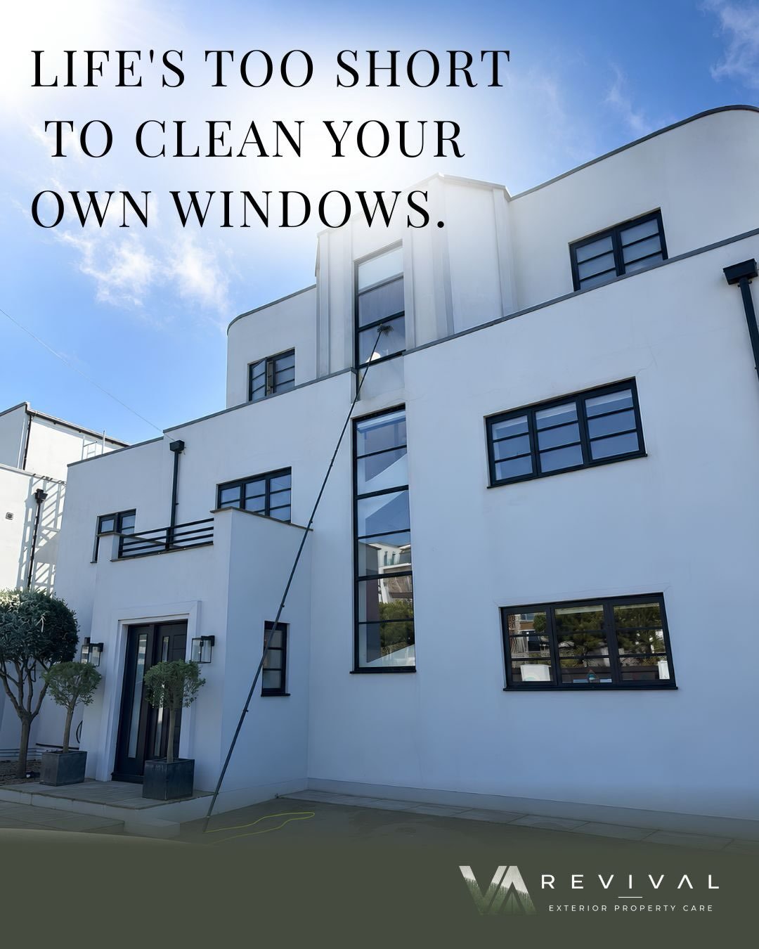 Brightening things up.

There&rsquo;s something very satisfying about clean glass.

Especially when there&rsquo;s quite a lot of it.

This beautiful house in Roedean, Brighton had the full treatment &mdash; high-level window cleaning alongside a soft