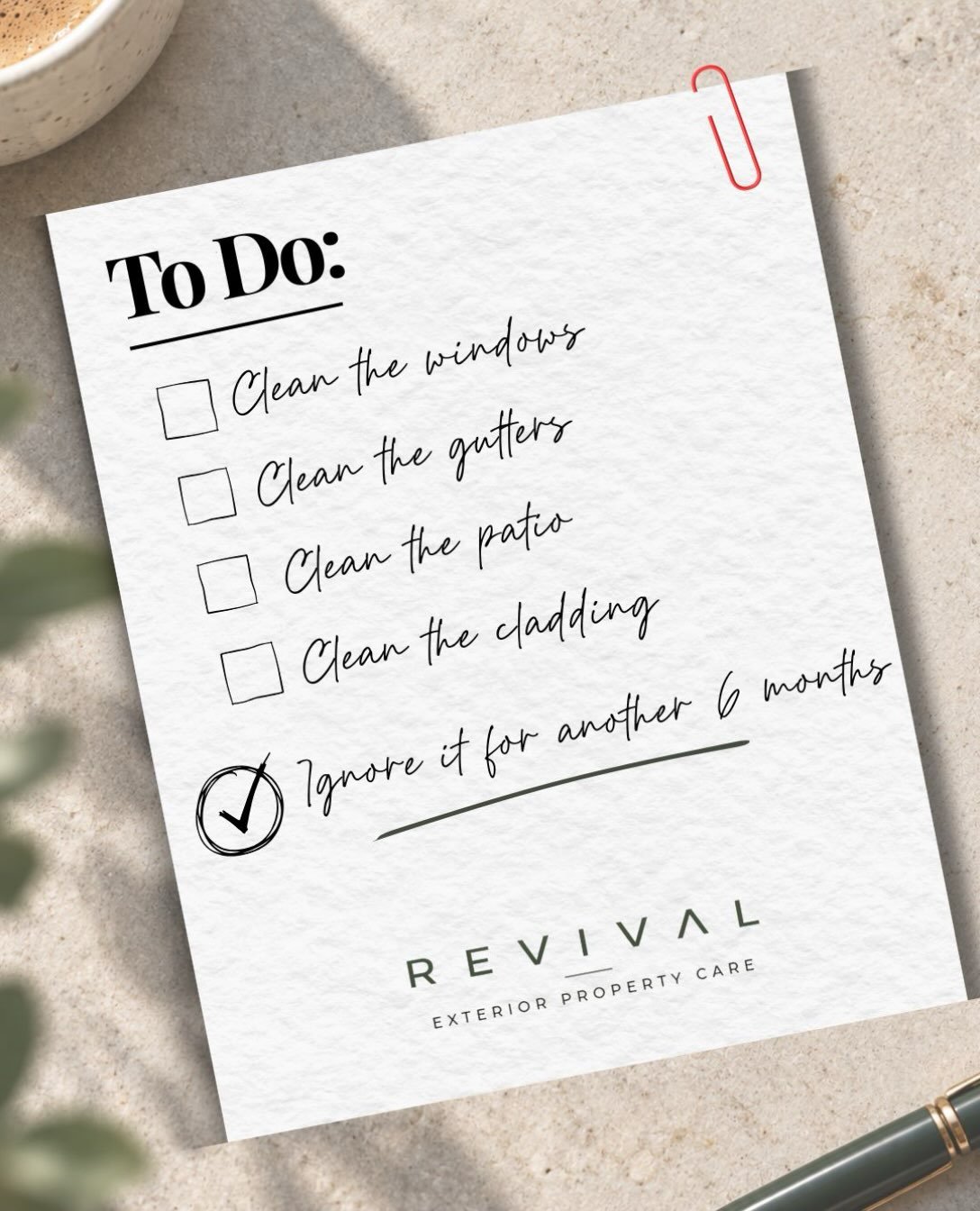 You had a list.
You ignored the list.
The list got longer.

We&rsquo;ve seen this before. 😂

Send us the list. We&rsquo;ll deal with it.

Revival | Exterior

#revivalexterior #SussexCleaning #exteriorcleaning