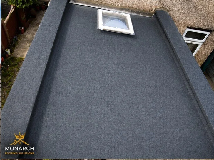 New three-layer torch-on felt flat roof installation completed by Monarch Roofing & Building Solutions in West London