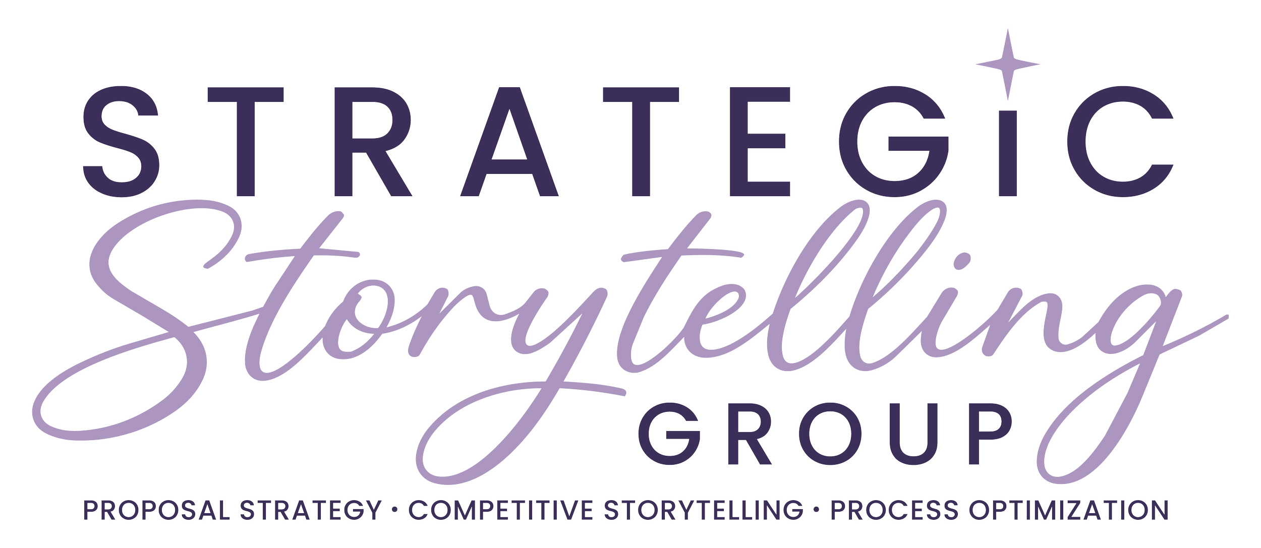 Logo for Strategic Storytelling Group with the words 'Proposal Strategy, Competitive Storytelling, Process Optimization' underneath.