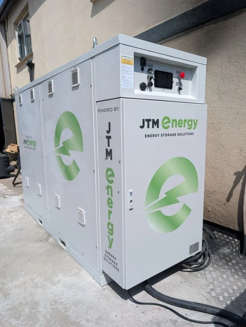 JTM Energy battery energy storage units, a consultancy client of Enthusiastic Renewables