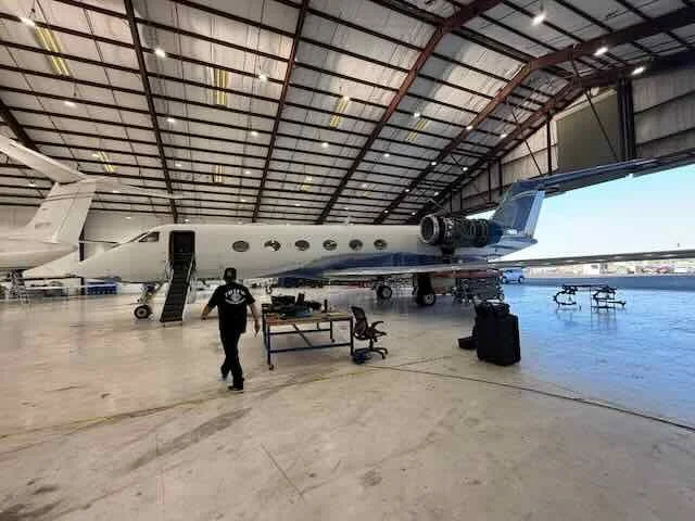Before and after GULFSTREAM G-IV interior jet wrap.