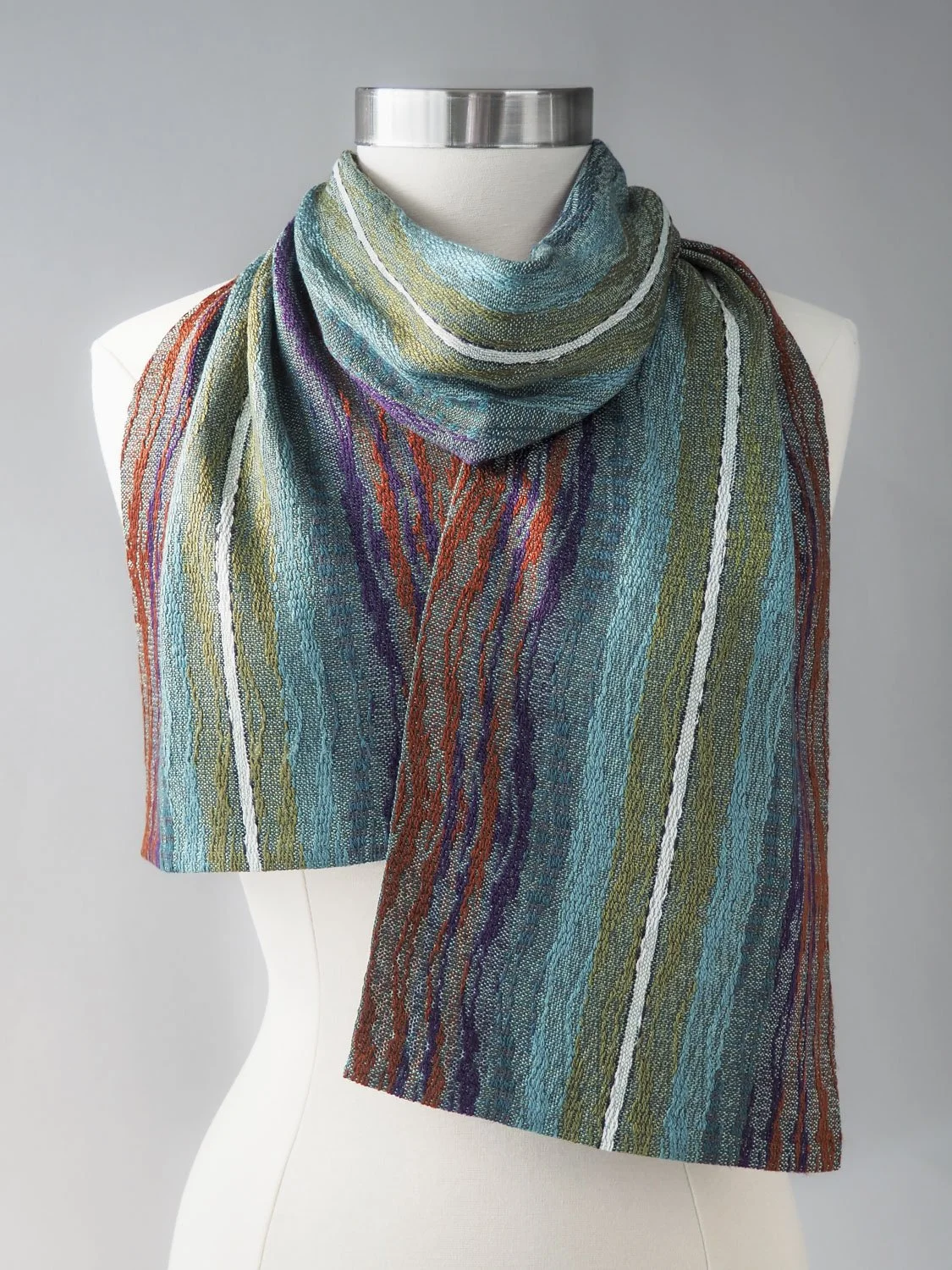 ISLE OF SKYE SCARF ~ Green, Teal, Red