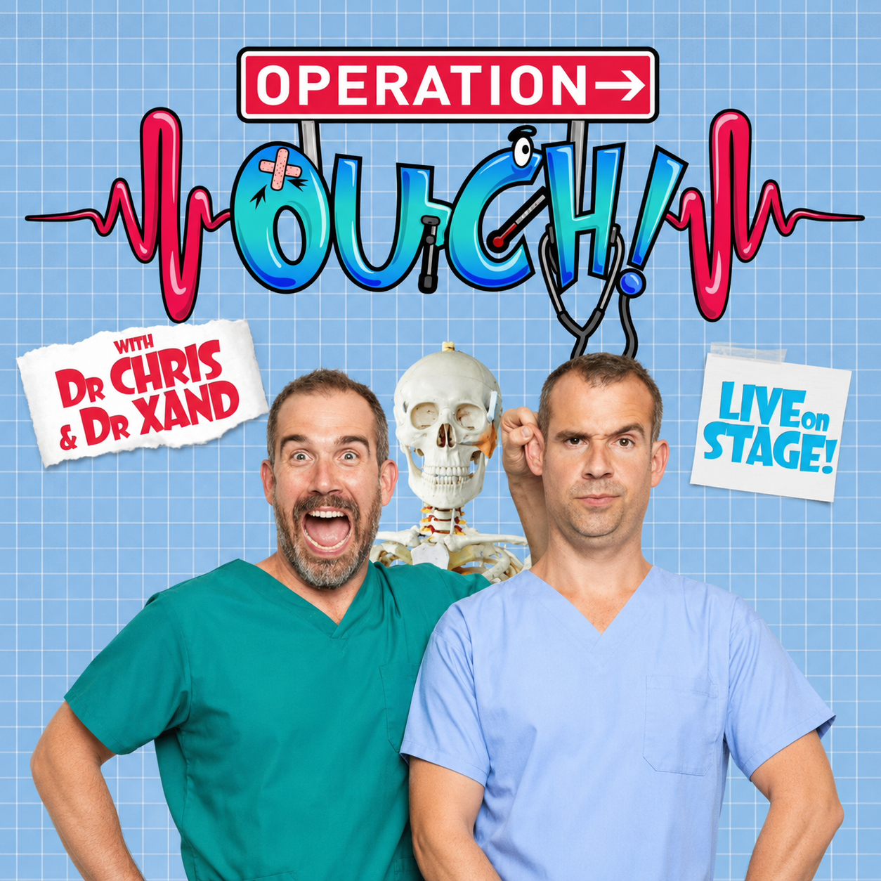 Operation Ouch! artwork, representing one of Oli Gilford’s television and west end, sydeney opera house and royal festival hall writing and script editor credits.