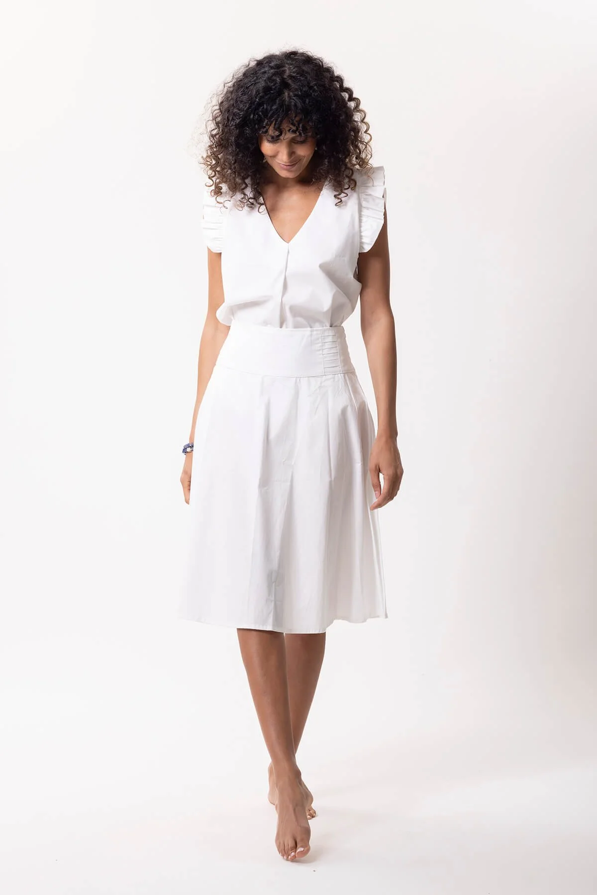 Campur Mode Top Marta  100% Cotton Popeline · Color Off-White  04  Skirt Flores  100% Cotton Popeline · Color Off-White