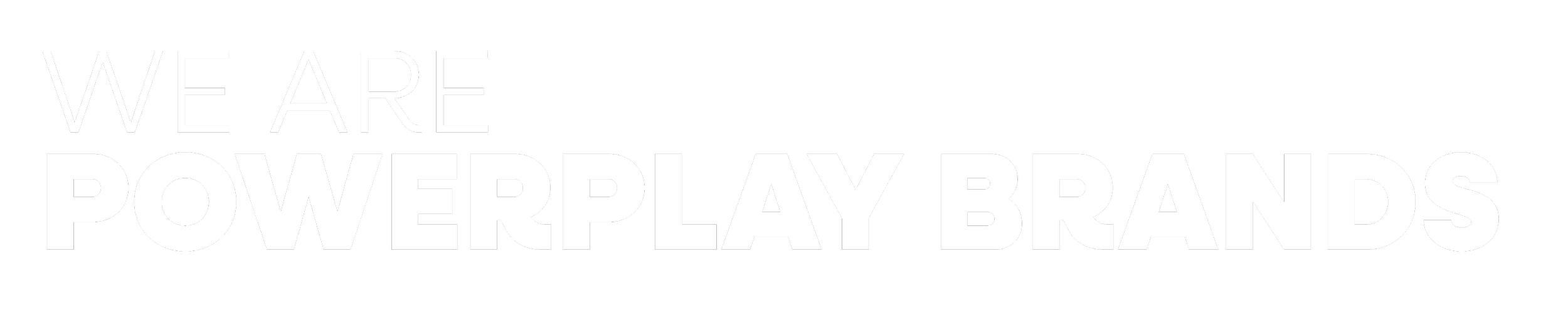Text on a black background stating, 'WE ARE POWERPLAY BRANDS' in white font.