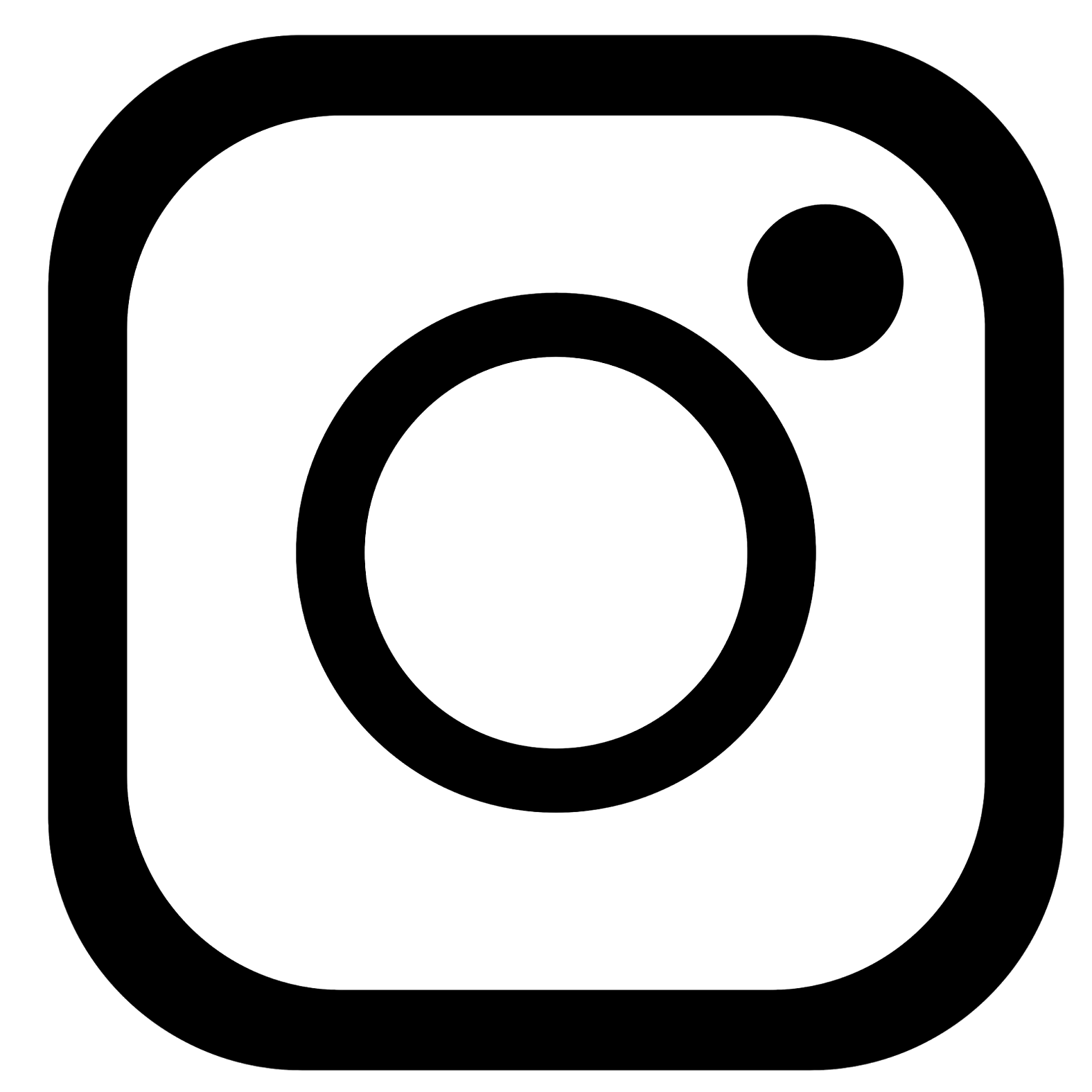 Outline of a digital camera with a square shape, rounded edges, a circular lens in the center, and a smaller circle in the top right corner representing the flash or viewfinder.