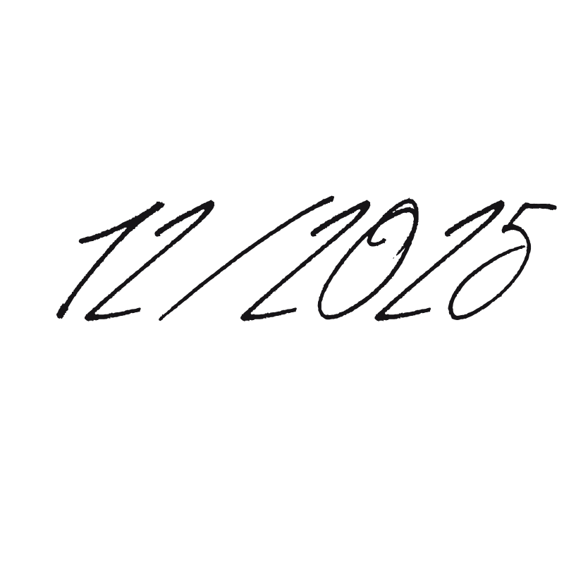 Datum 12.2025 in schwarzer, handgeschriebener Schrift